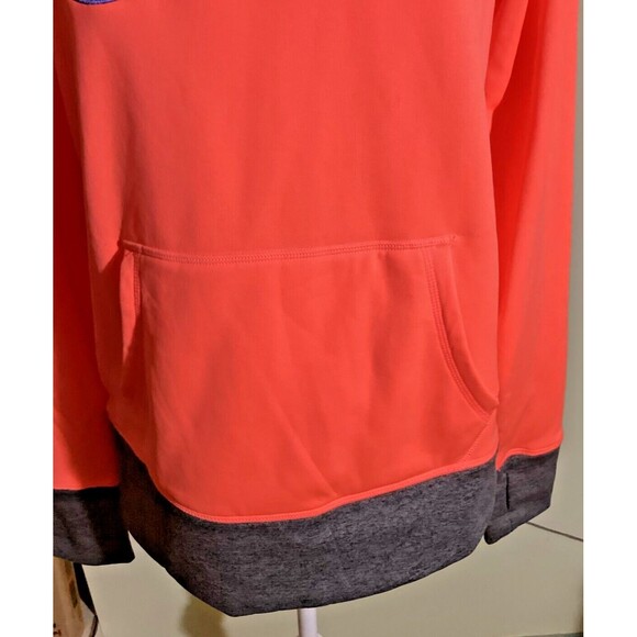 Nike Therma-Fit Womens Size M Neon Orange Swoosh Logo Hooded Pullover Sweatshirt - Picture 3 of 12